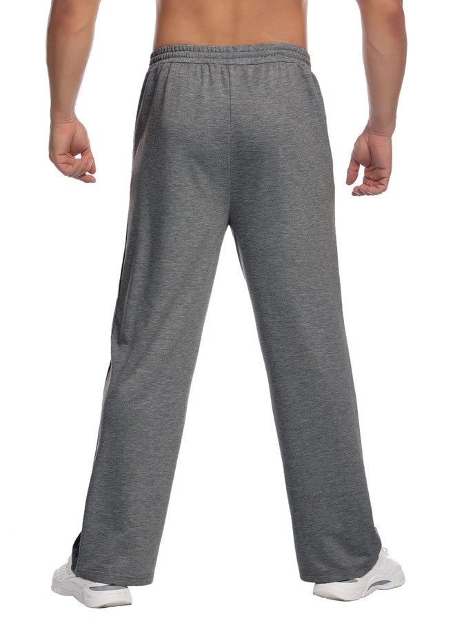 Deyeek Men's Loose Fit Sweatpants Open Bottom Mens Baggy Sweat Pants Wide Leg Joggers Pants with Pockets Grey Sweatpants Men - Image 2